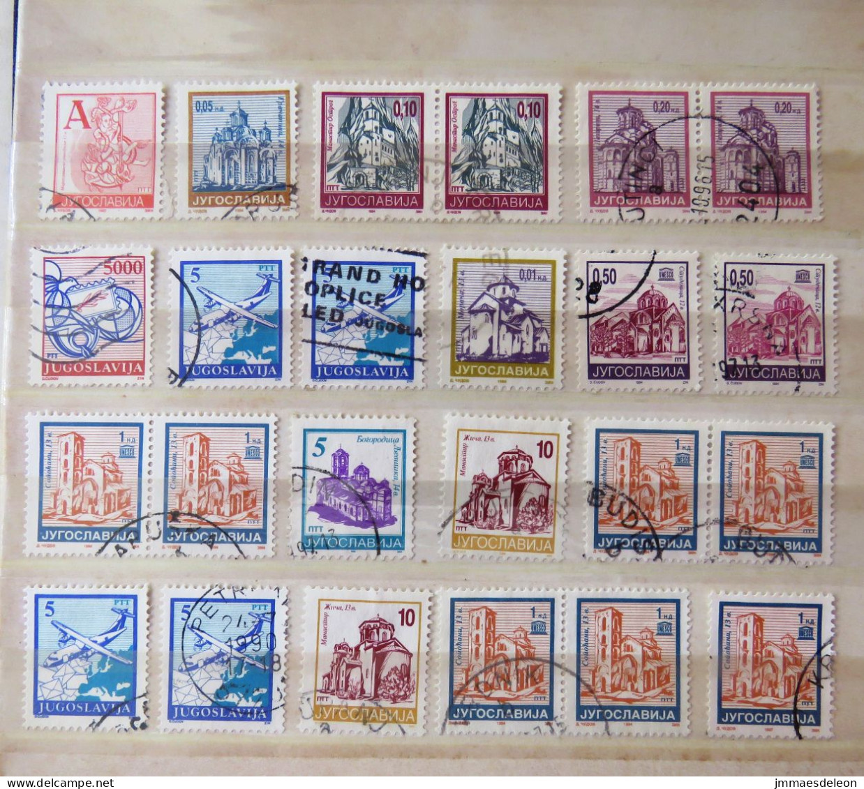 Yugoslavia 1986 - 1996 Plane Churches - Used Stamps