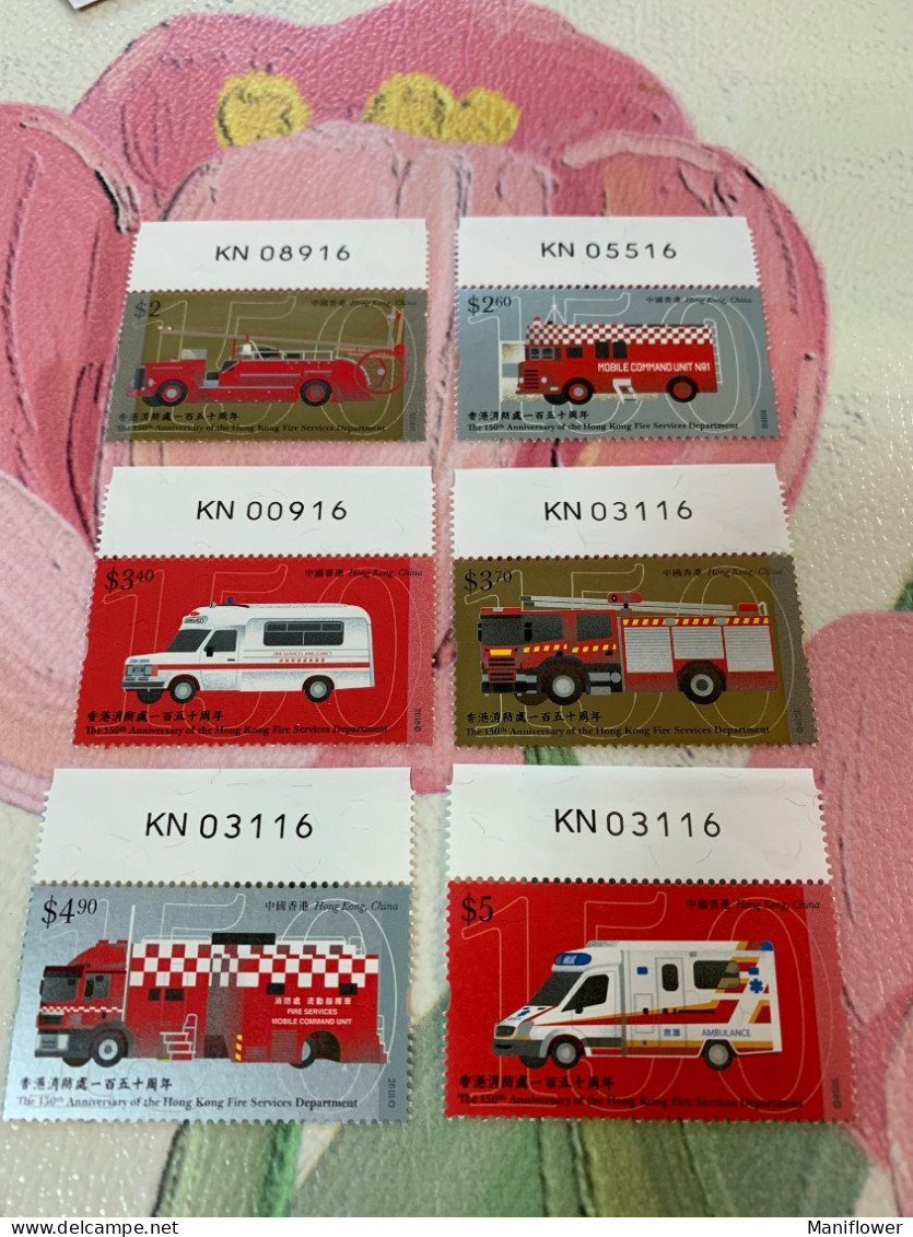 Hong Kong Stamp Fire Engine Ambulance MNH 2018 With Numbers - Neufs