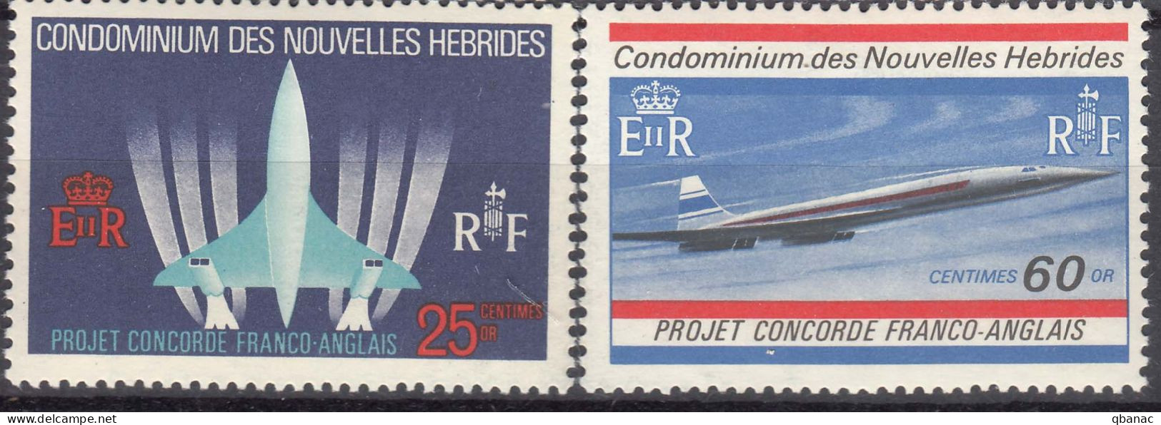 New Hebrides Nouvelles Hebrides French Legend 1968 Concorde Mi#275-276 Mint Never Hinged (sans Charniere) - Neufs