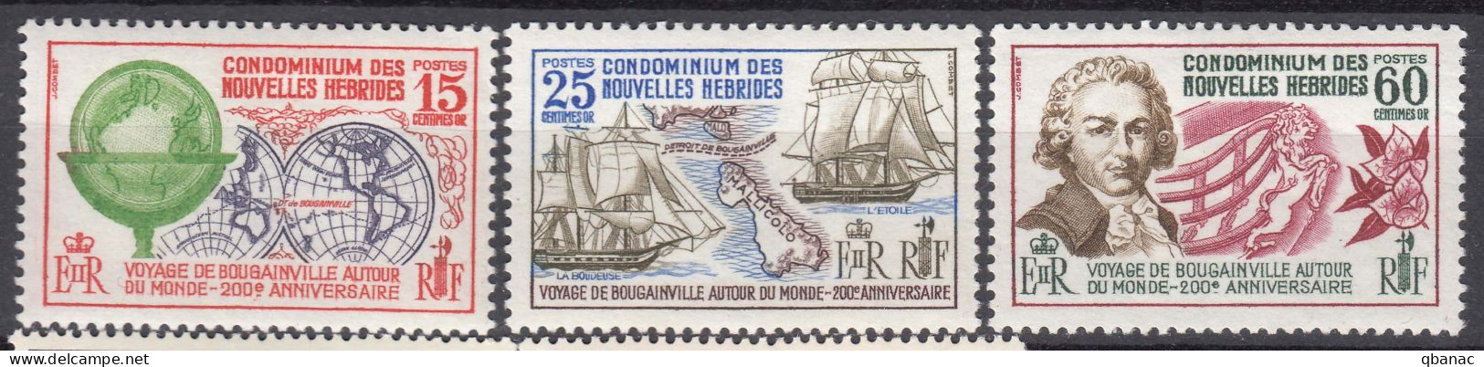 New Hebrides Nouvelles Hebrides French Legend 1968 Mi#270-272 Mint Hinged (avec Charniere) - Nuevos