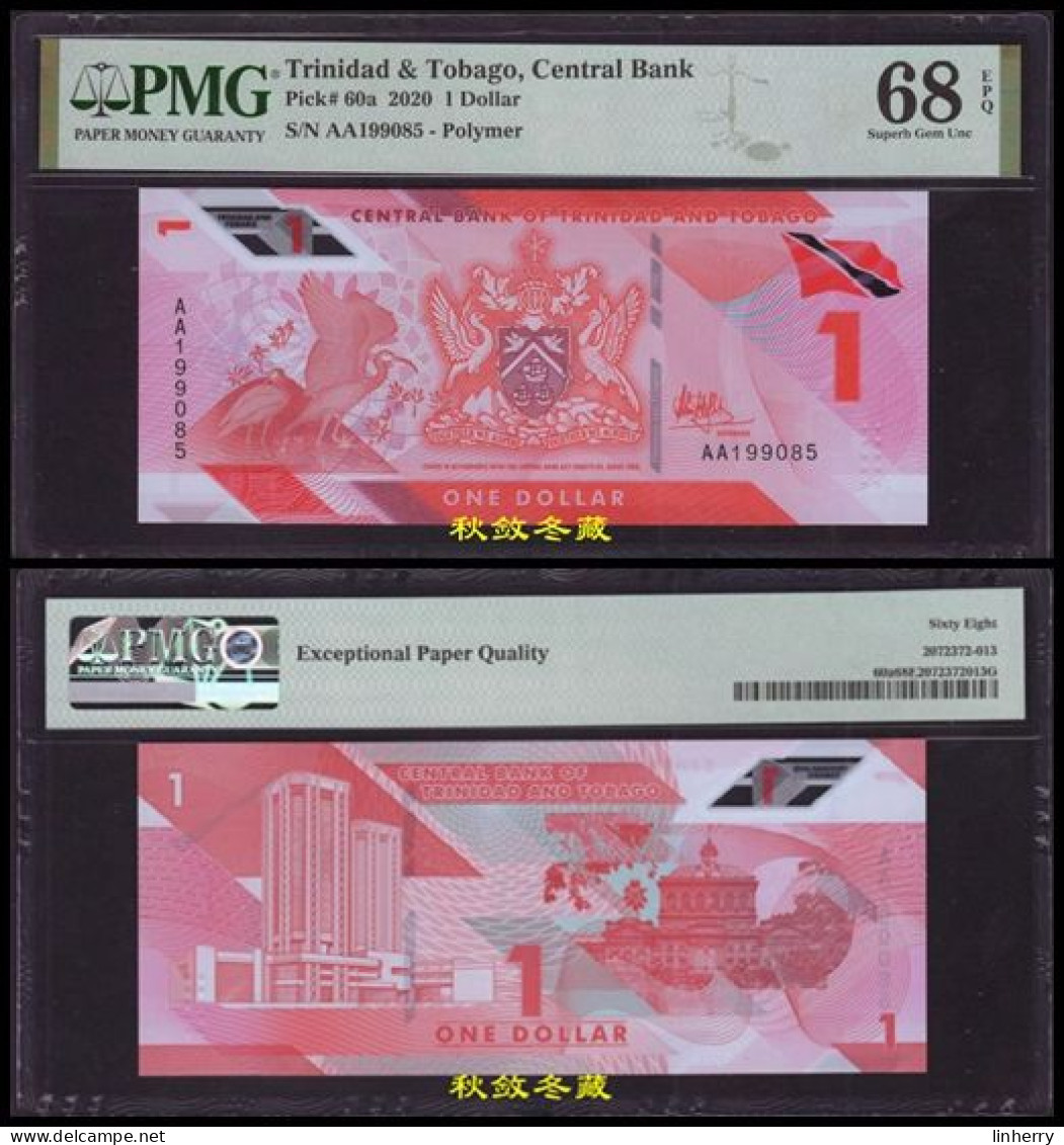 Trinidad And Tobago 1 Dollars, (2021), Polymer,AA Prefix, PMG68 - Trinidad & Tobago
