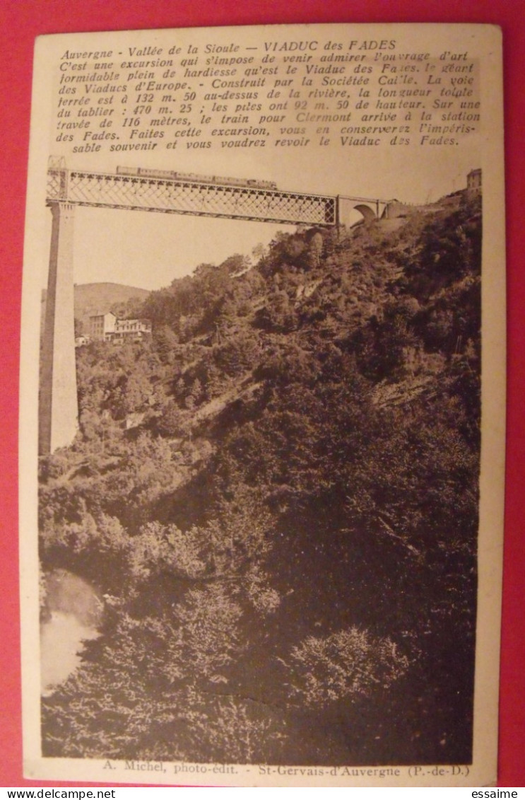 Carte Postale. Puy De Dome 63. Saint Gervais D'Auvergne. Vallée De La Sioule. Viaduc Des Fades - Saint Gervais D'Auvergne