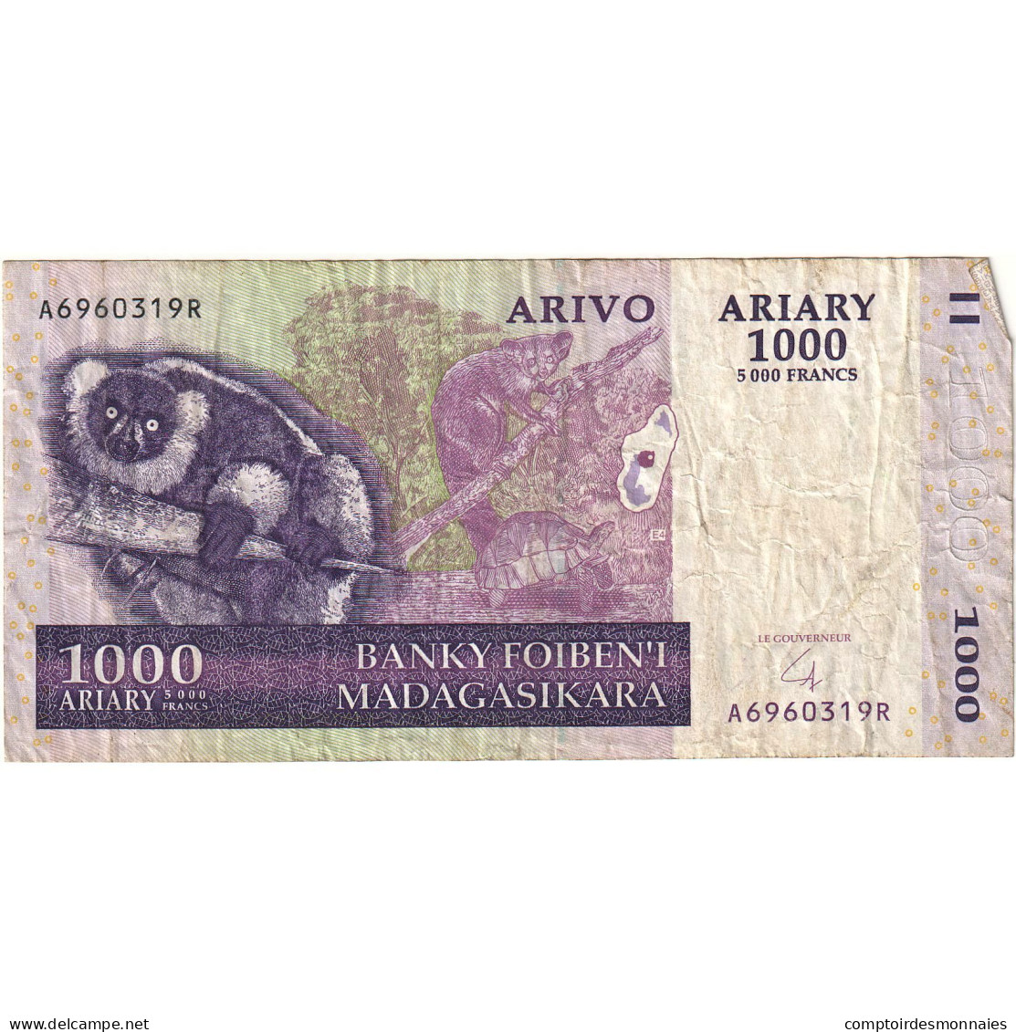 Billet, Madagascar, 1000 Ariary, 2004, KM:89a, TB - Madagascar