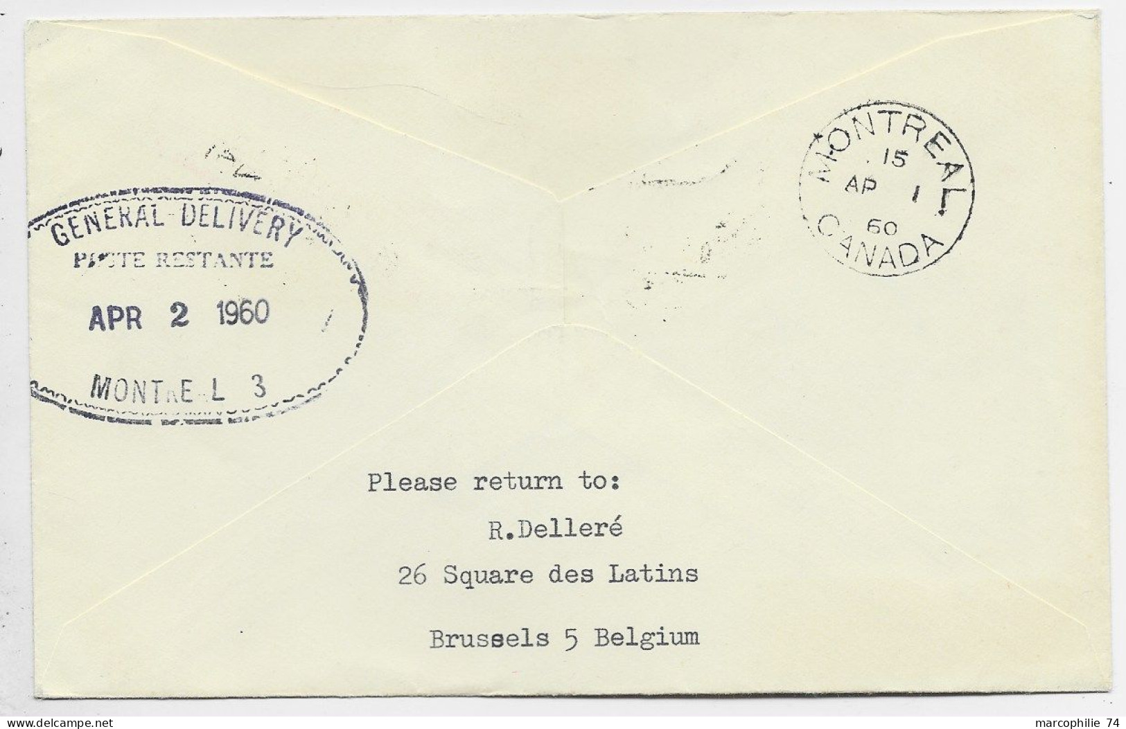 LUXEMBOURG 1FR+7FR LETTRE COVER LUXEMBOURG VILLE 30.3.1960 AIR MAIL AVION BOEING BRUXELLES MONTREAL CANADA - Cartas & Documentos