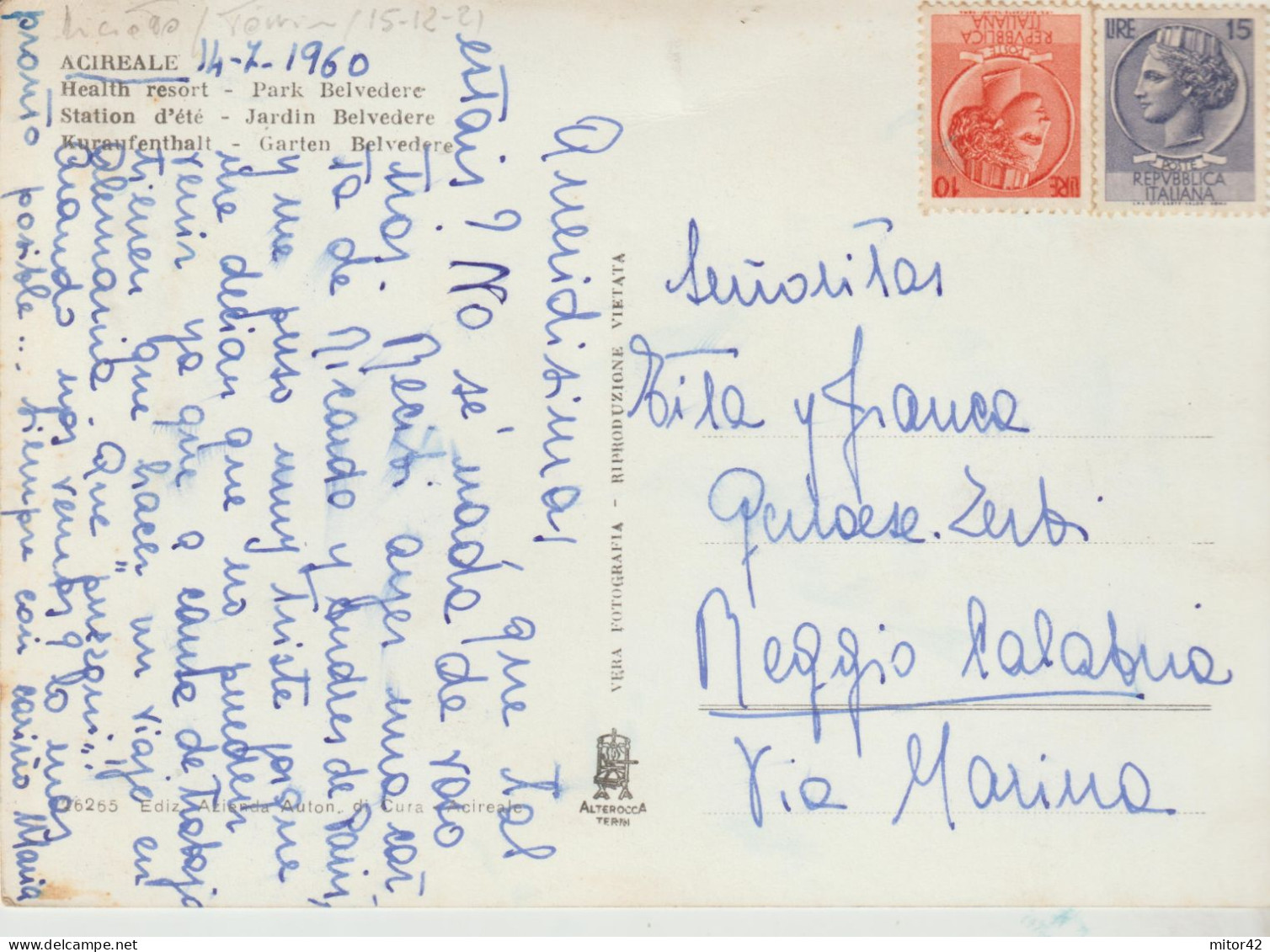 552-Acireale-Catania-Stazione Di Cura-Villa Belvedere-v.1960 - Acireale