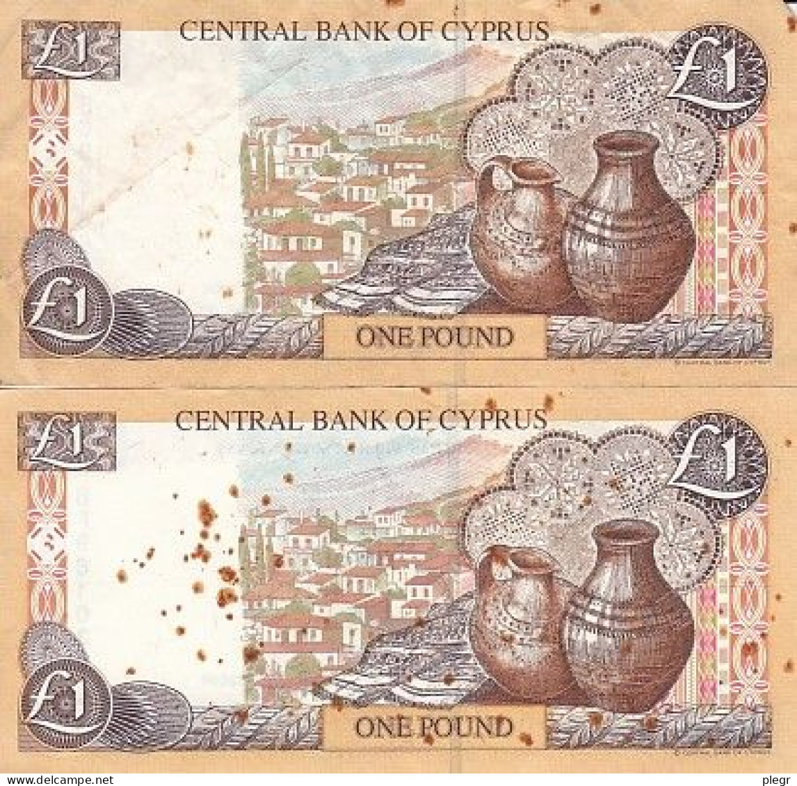 LOT M-31 - CHYPRE - 2 BILLETS DE 1 LIVRE - Cyprus