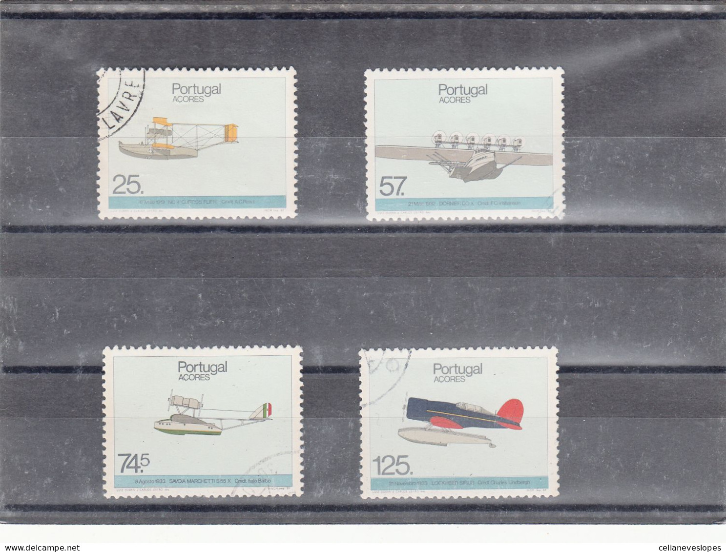 Portugal, Os Açores Na História Da Aviação, 1987, Mundifil Nº 1820 A 1823 Used - Gebruikt