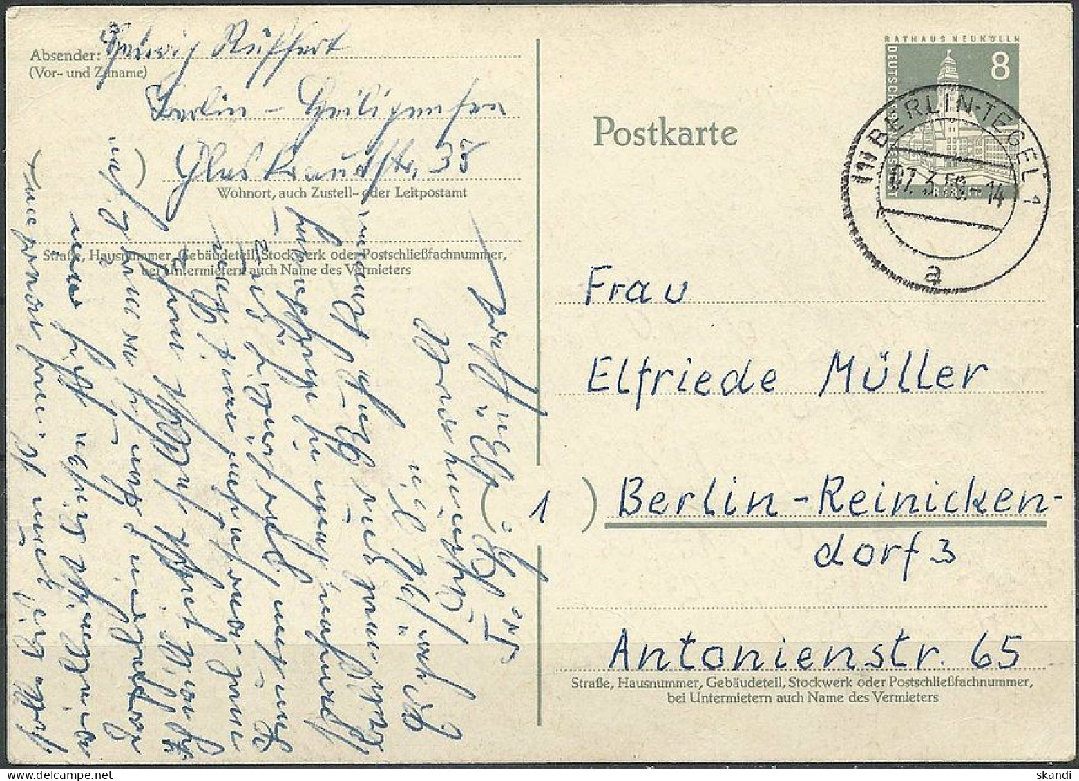 BERLIN 1957 Mi-Nr. P 35 I Postkarte Gestempelt - Postcards - Used