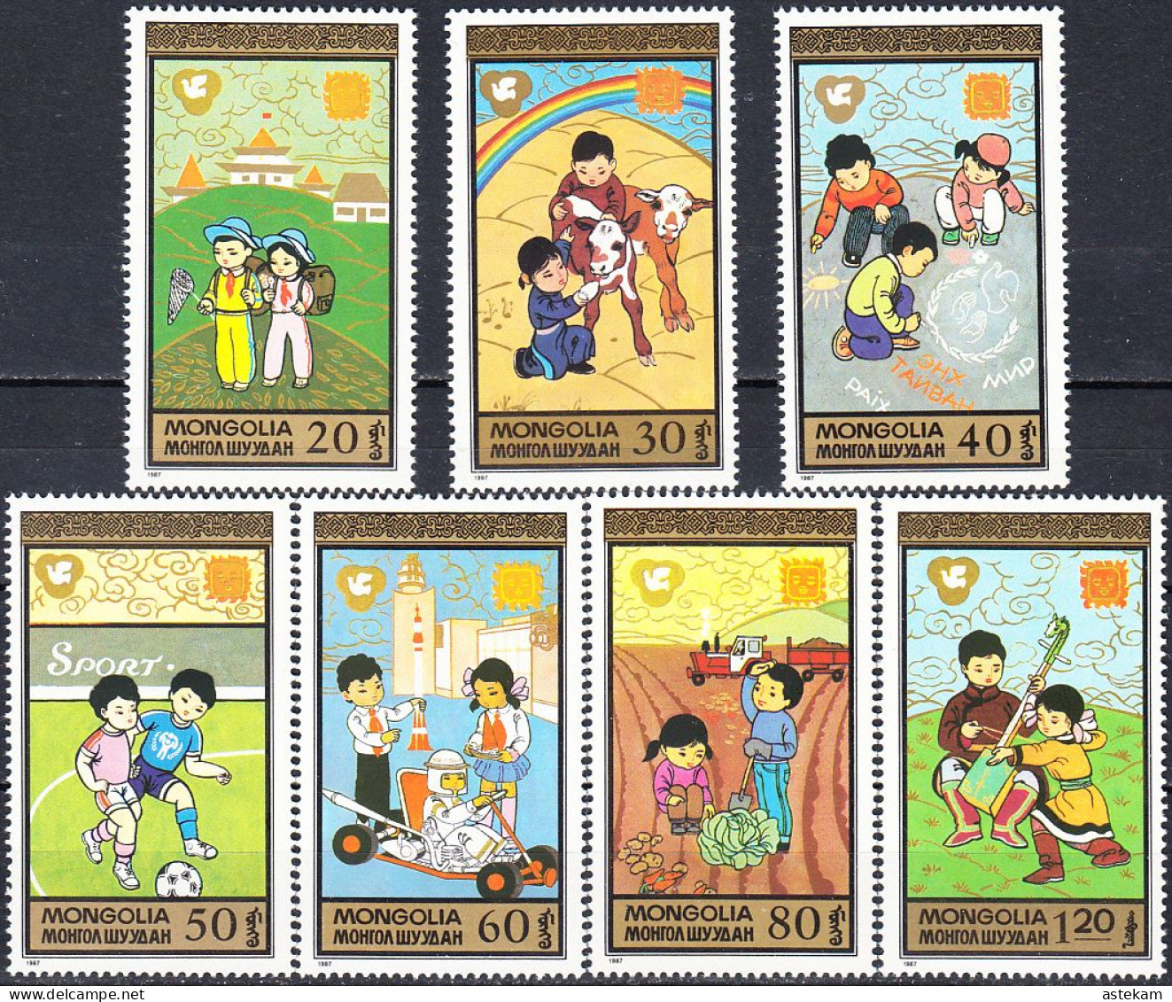 MONGOLIA 1987, CHILDREN GAMES, COMPLETE MNH SERIES With GOOD QUALITY, *** - Mongolie