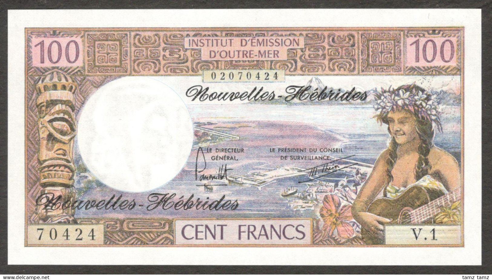 New Nouvelles Hebrides Vanuatu 100 Francs P-18d 1977 GEM UNC Emboss - Vanuatu