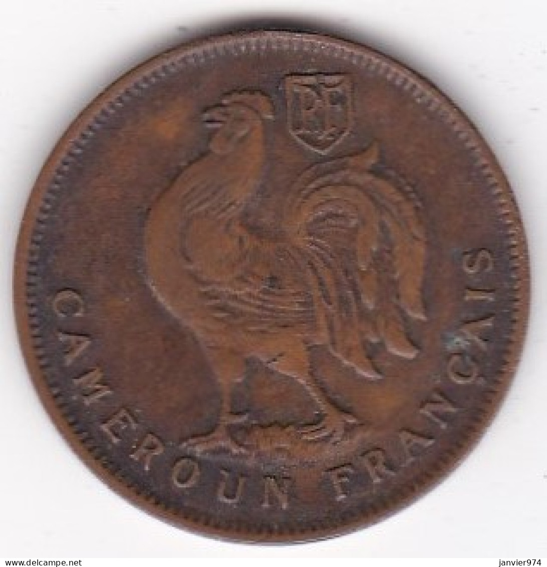 Cameroun Française 1 Franc 1943 , En Bronze , Lec# 14 - Cameroun