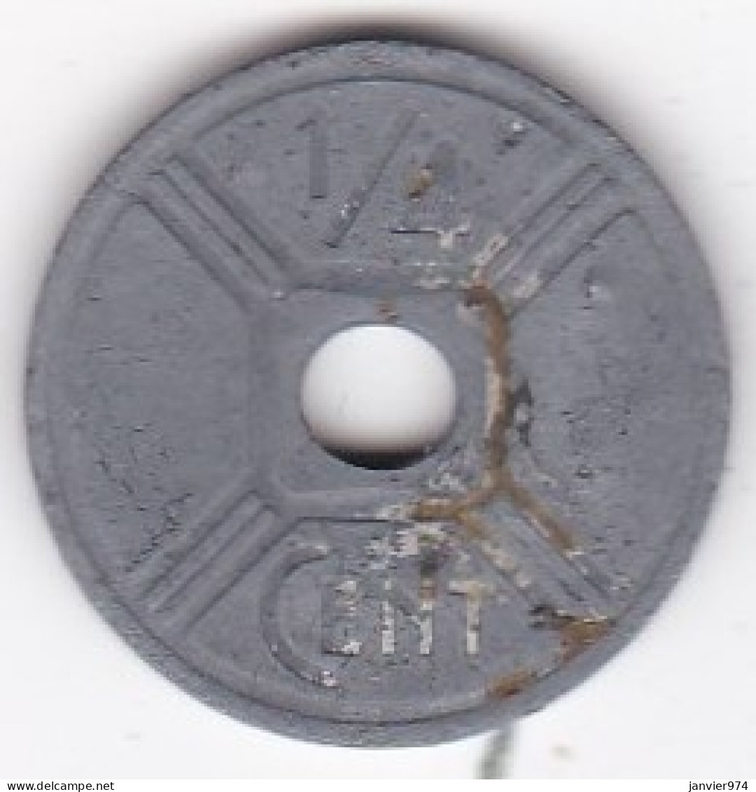 Indochine 1/4 Cent 1942 Osaka, En Zinc, Lec# 23 - Indocina Francese