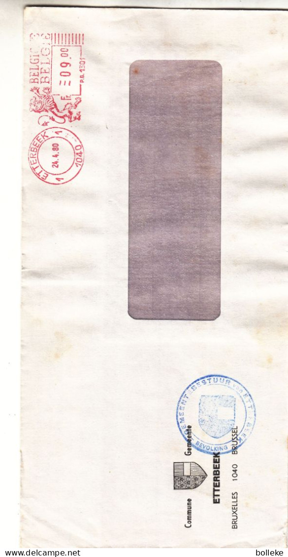 Belgique - Lettre De 1980 - Oblit EMA De Etterbeek - Empreintes Machine Sur Enveloppe De La Commune - - 1980-1999