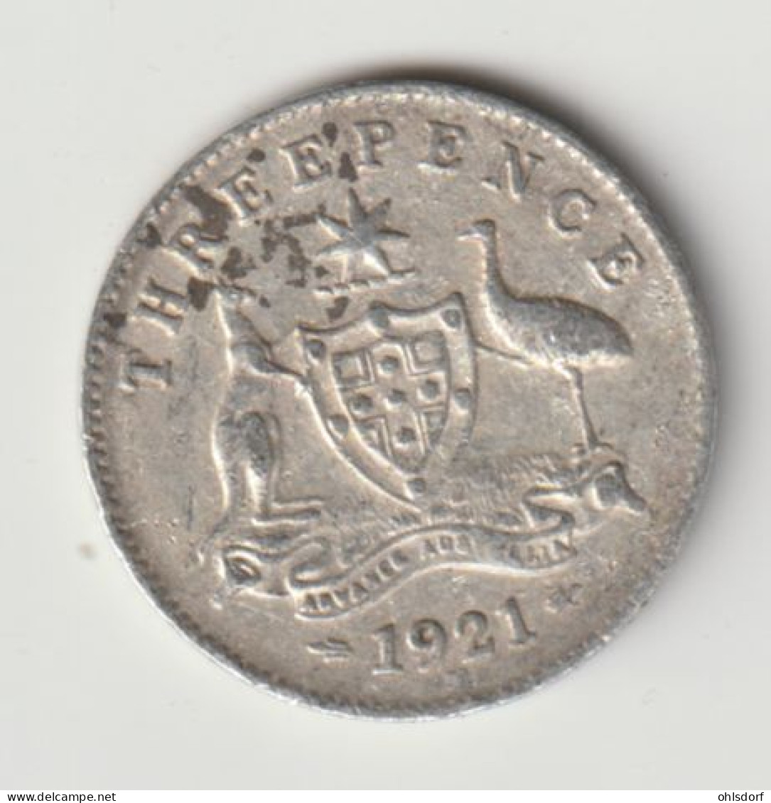 AUSTRALIA 1921: 3 Pence, Silver, KM 24 - Threepence