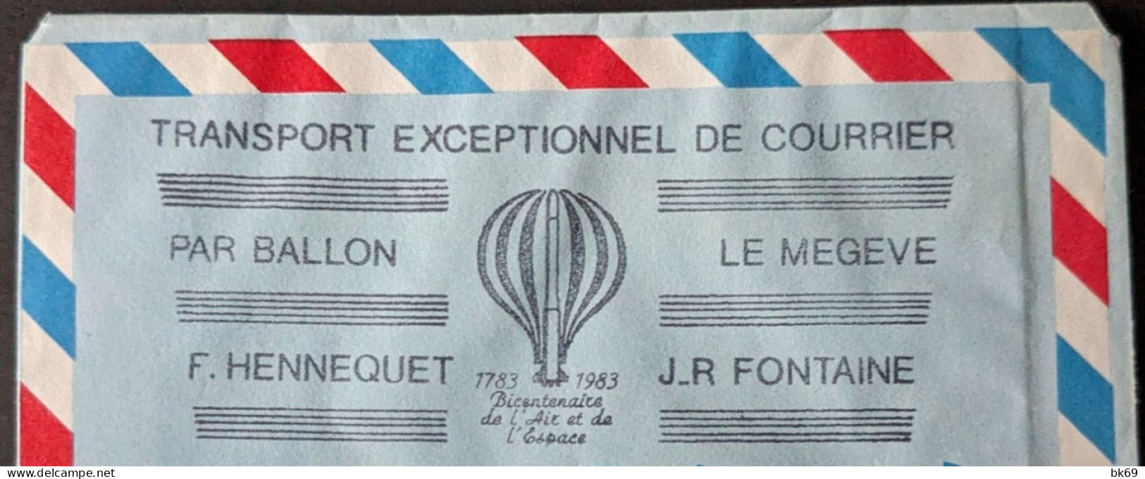 Aérogramme Par Ballon Le Megève Hennequet - Fontaine, Montgolfière - Aérogrammes