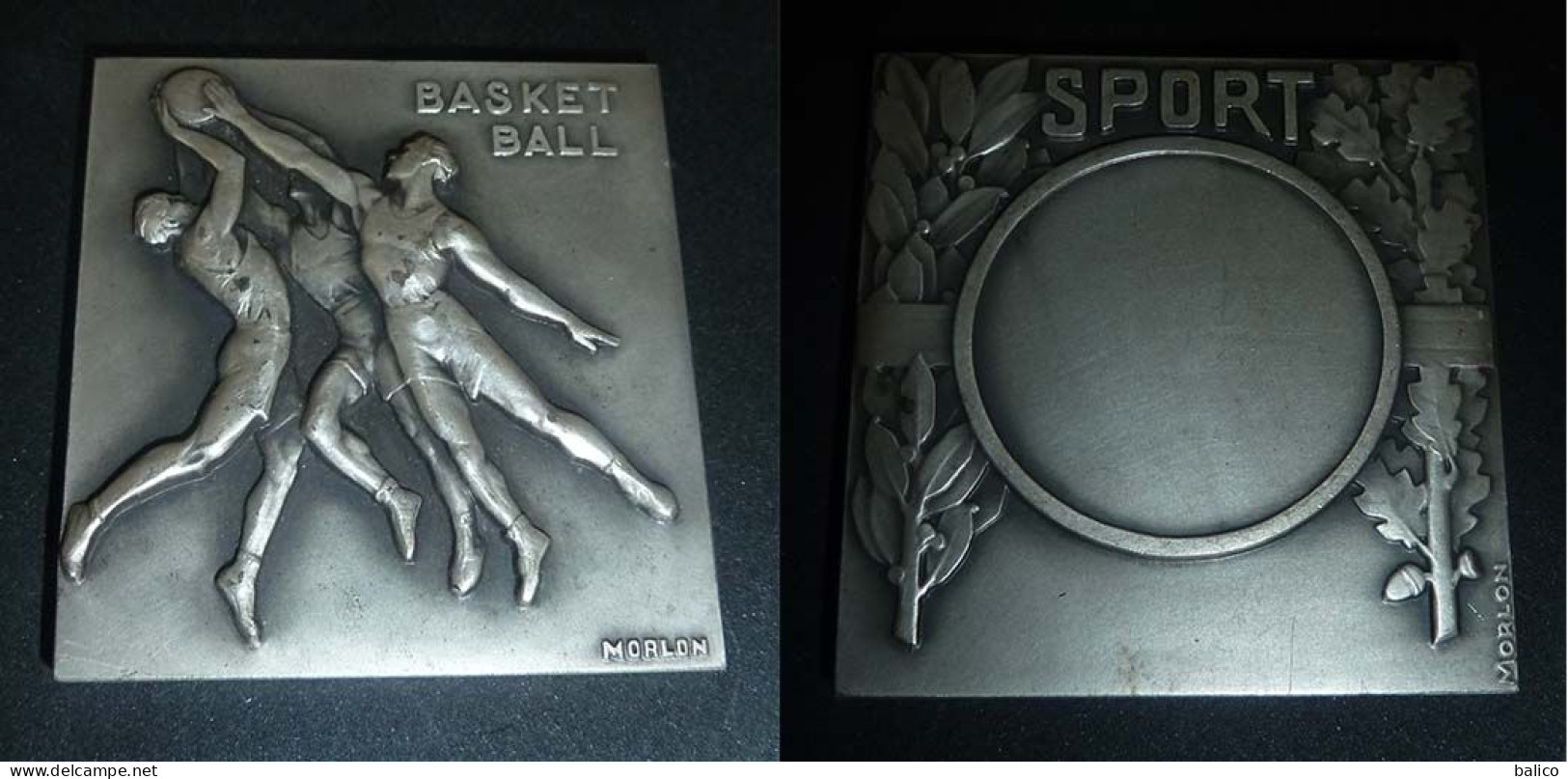 Médaille Argent - BASKET-BALL  - Signé, MORLON - Habillement, Souvenirs & Autres