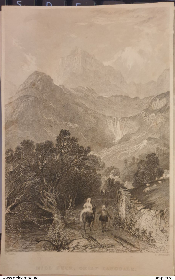 Lithographie (gravure) - Mill Beck, Great Langdale - Lithografieën