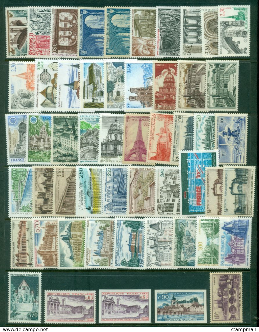 France 1950's On Pictorials Assorted On 9 Scans, Buildings, Cathederals, Bridges, Chateaus Etc. Most MUH - Other & Unclassified