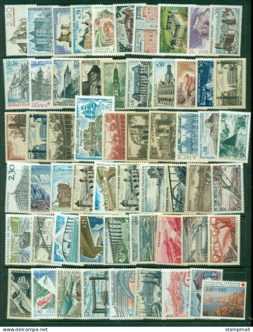 France 1950's On Pictorials Assorted On 9 Scans, Buildings, Cathederals, Bridges, Chateaus Etc. Most MUH - Other & Unclassified