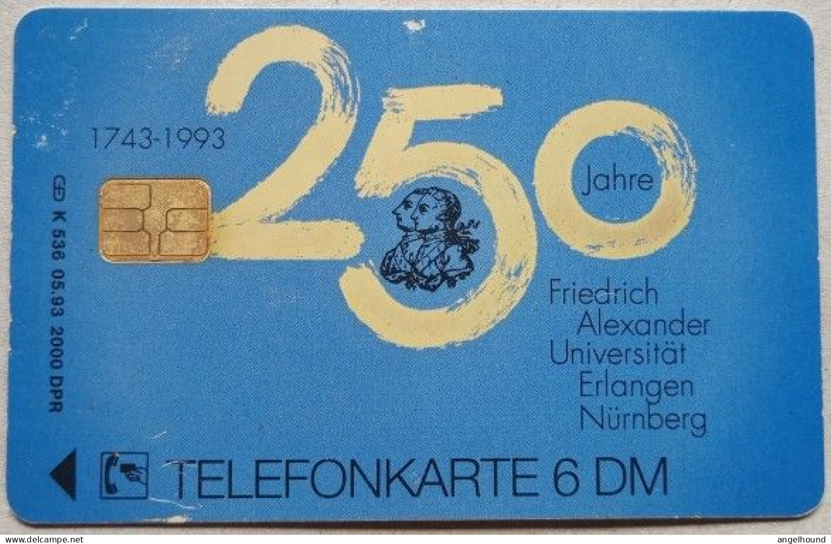 Germany 6 DM  K 536  05.93  2000 Mintage - Friedrich Alexander Universitat Erlangen Nurnberg  250 Jahre - K-Series : Série Clients
