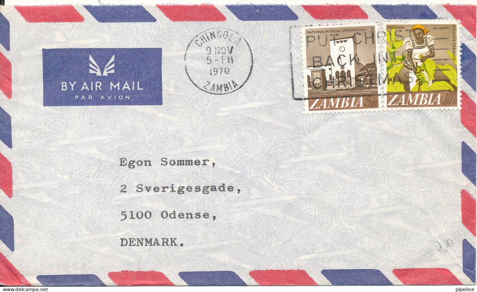 Zambia Air Mail Cover Sent To Denmark Chingola 9-11-1970 Topic Stamps - Zambia (1965-...)