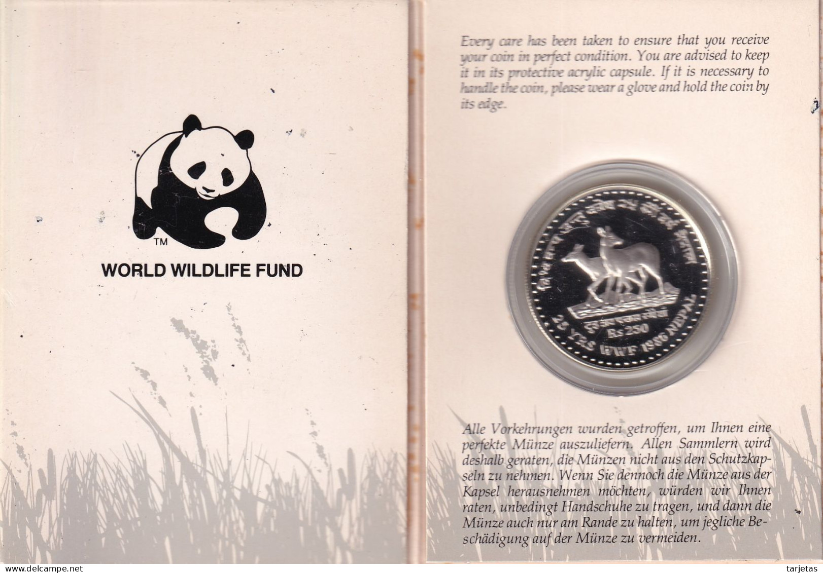 MONEDA DE PLATA DE NEPAL DE 250 RUPIAS DEL AÑO 1986 WORLD WILDLIFE FUND (COIN) SILVER-ARGENT - Nepal