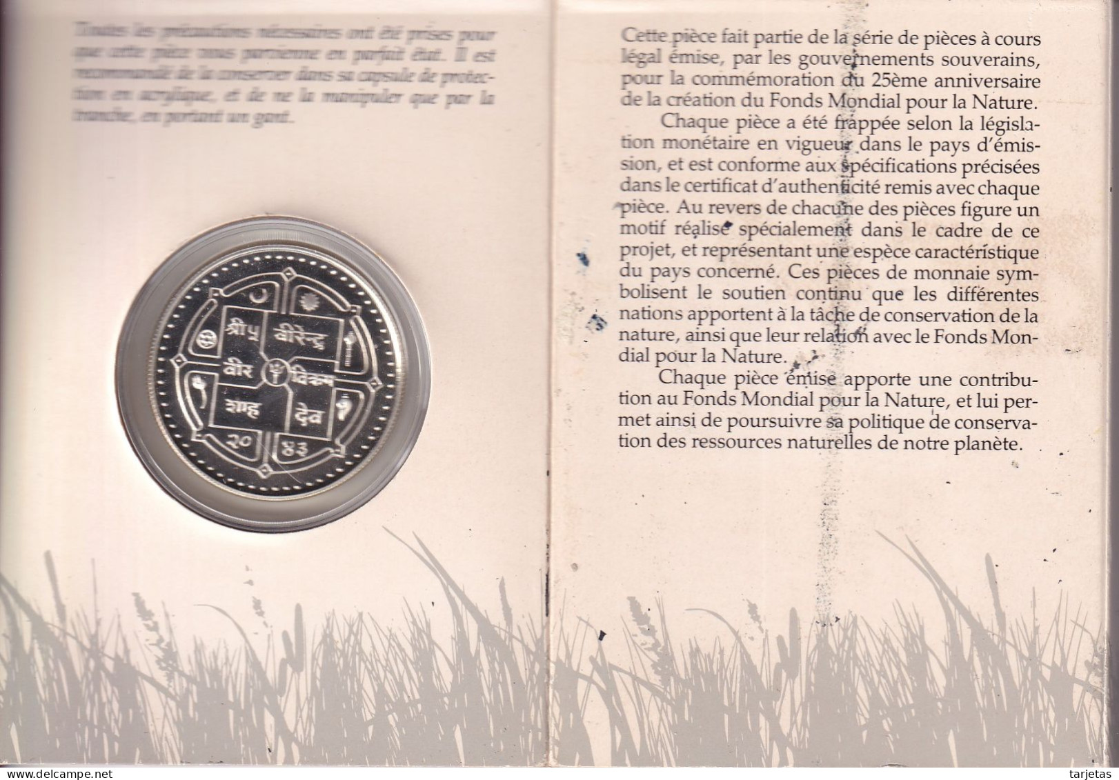 MONEDA DE PLATA DE NEPAL DE 250 RUPIAS DEL AÑO 1986 WORLD WILDLIFE FUND (COIN) SILVER-ARGENT - Népal