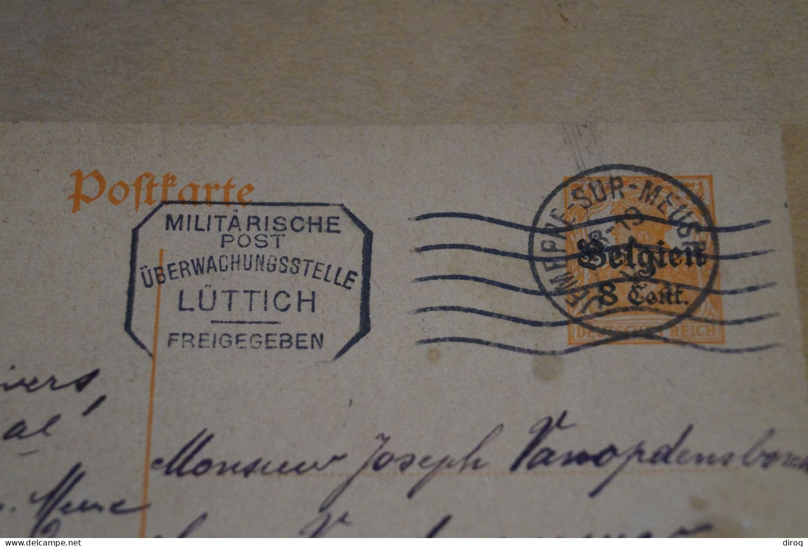 Guerre 14-18,courrier Avec Belle Oblitération Militaire,1918 ,censure ,pour Collection - OC38/54 Belgische Besetzung In Deutschland