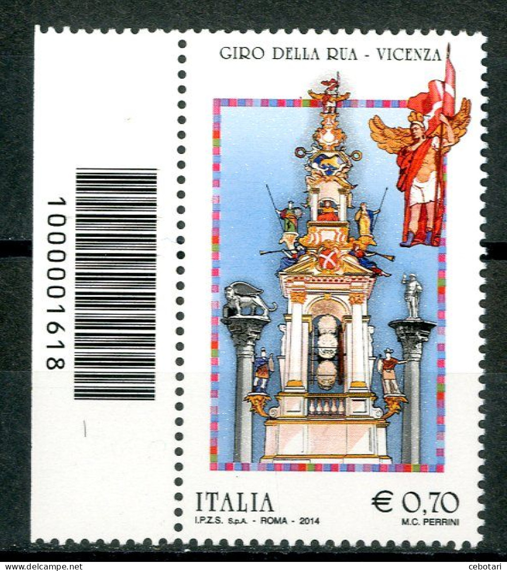 ITALIA / ITALY 2014** - Giro Della Rua - Vicenza - 1 Val. MNH Con Codice A Barre. - Bar Codes