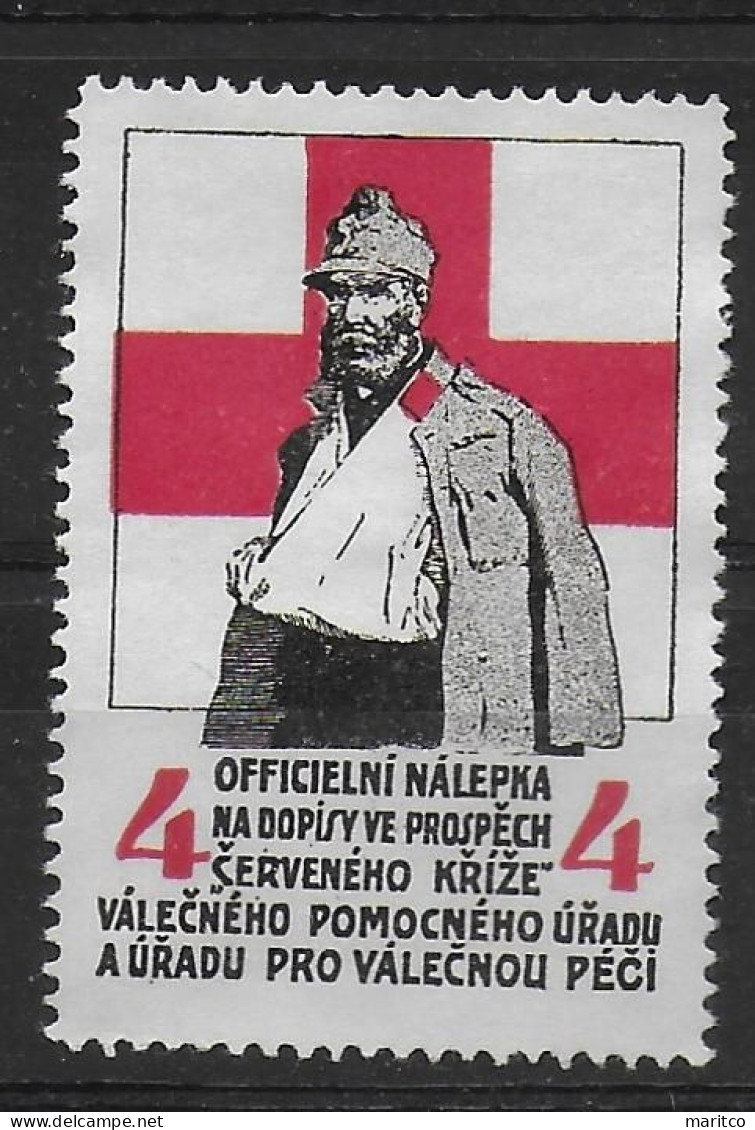 Österreich WW1 1914 - 1918 Rotes Kreuz (Slovak Text) Spendenmarke Cinderella Vignet Werbemarke Propaganda - Fantasy Labels