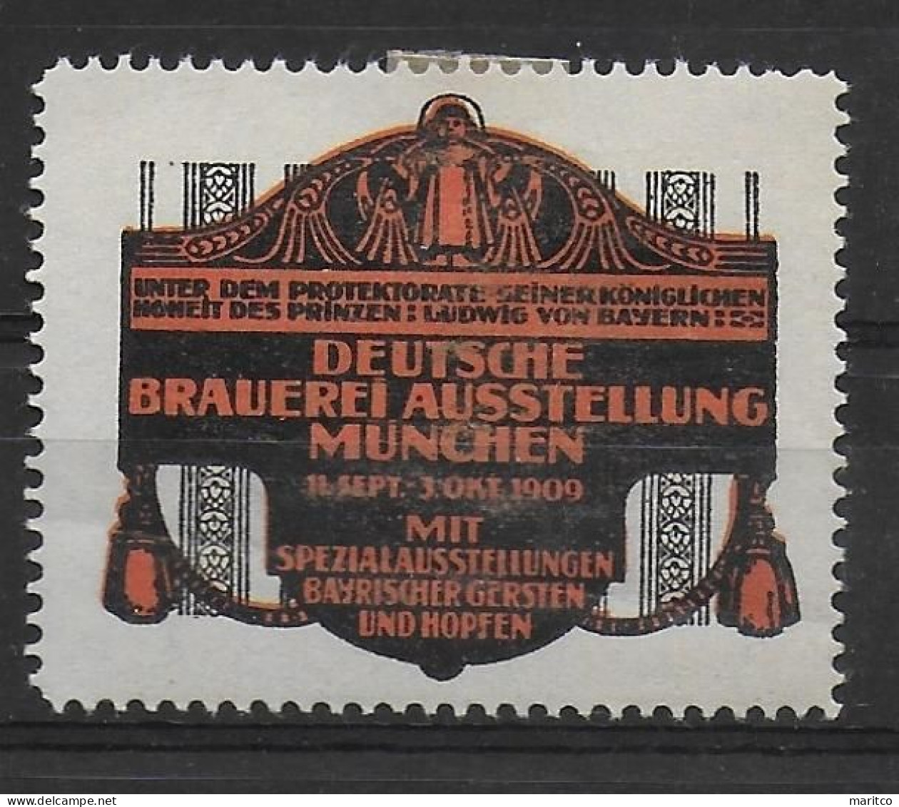 Bayern Beer Barauerei Ausstellung München Spendenmarke Cinderella Vignet Werbemarke Propaganda - Fantasy Labels
