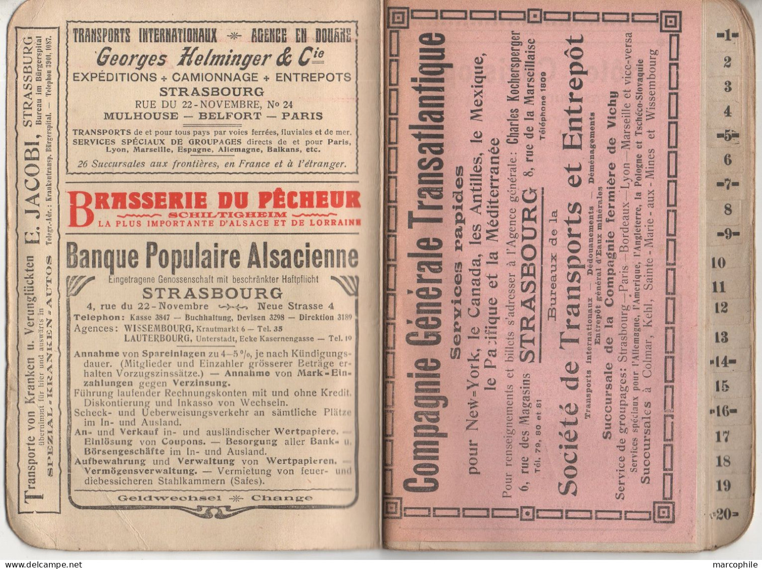 INDICATEUR ECLAIR - ALSACE - LORRAINE - LUXEMBOURG / 1920 LIGNES & TARIF DES BILLETS DE TRAIN - PUBLICITES (ref 5754) - Europe