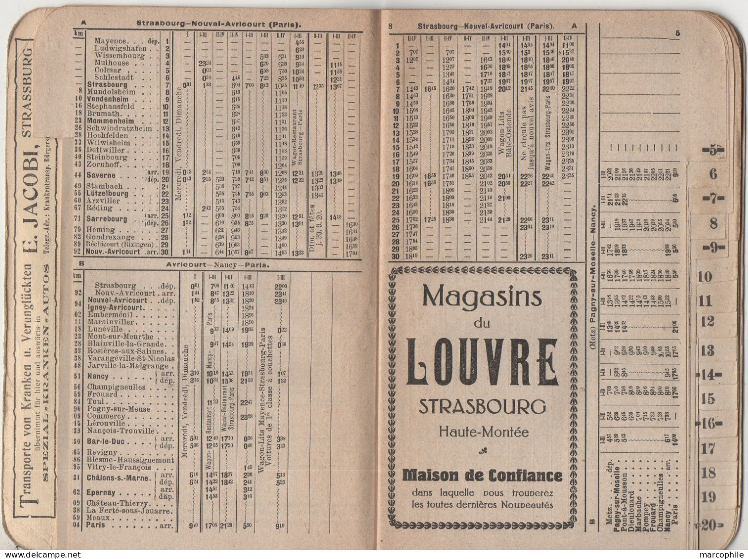 INDICATEUR ECLAIR - ALSACE - LORRAINE - LUXEMBOURG / 1920 LIGNES & TARIF DES BILLETS DE TRAIN - PUBLICITES (ref 5754) - Europe