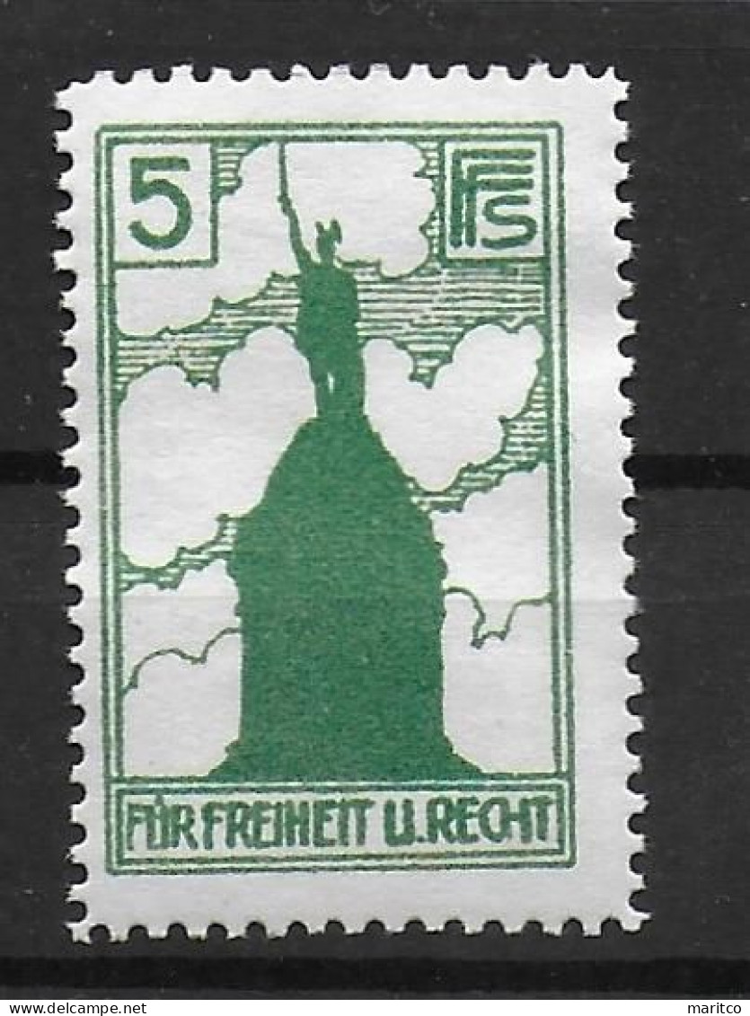 Deutsches Reich F.F.S. WW1 1914 - 1918 Für Freiheit Und Recht Hermannsdenkmal Cinderella Vignet Werbemarke Propaganda - Fantasy Labels