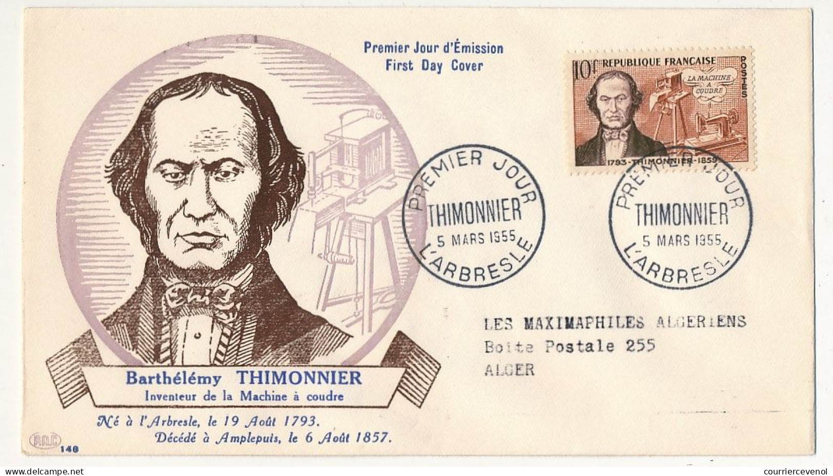 FRANCE - 6 Env. FDC - Série Des Inventeurs Le Bon, Appert, Thimonnier, Martin, Ste Claire Deville, Chardonnet... - 1950-1959