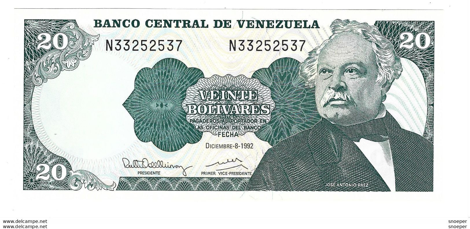 *venezuela 20 Bolivares 1992  63d  Unc - Venezuela