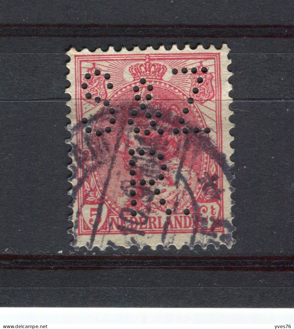 PAYS-BAS - Y&T N° 51° - Perfin - Perforé - Wilhelmine - Perforés