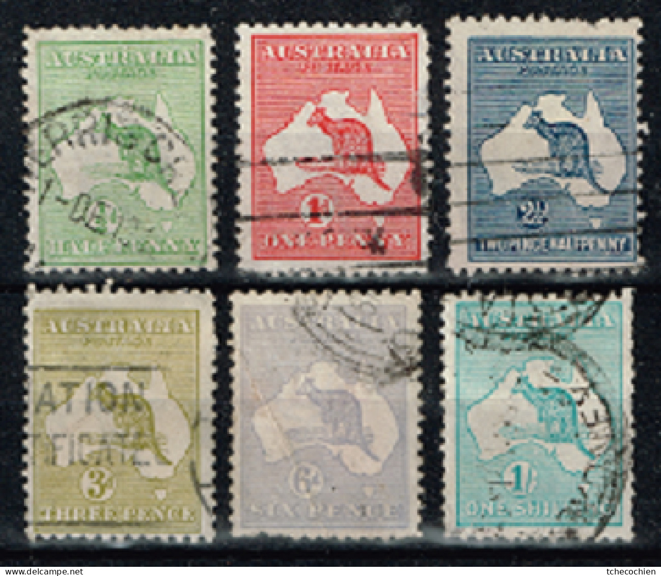 Australie - 1912 - Y&T N° 1, 2, 4, 5, 8, 10, Oblitérés - Gebruikt