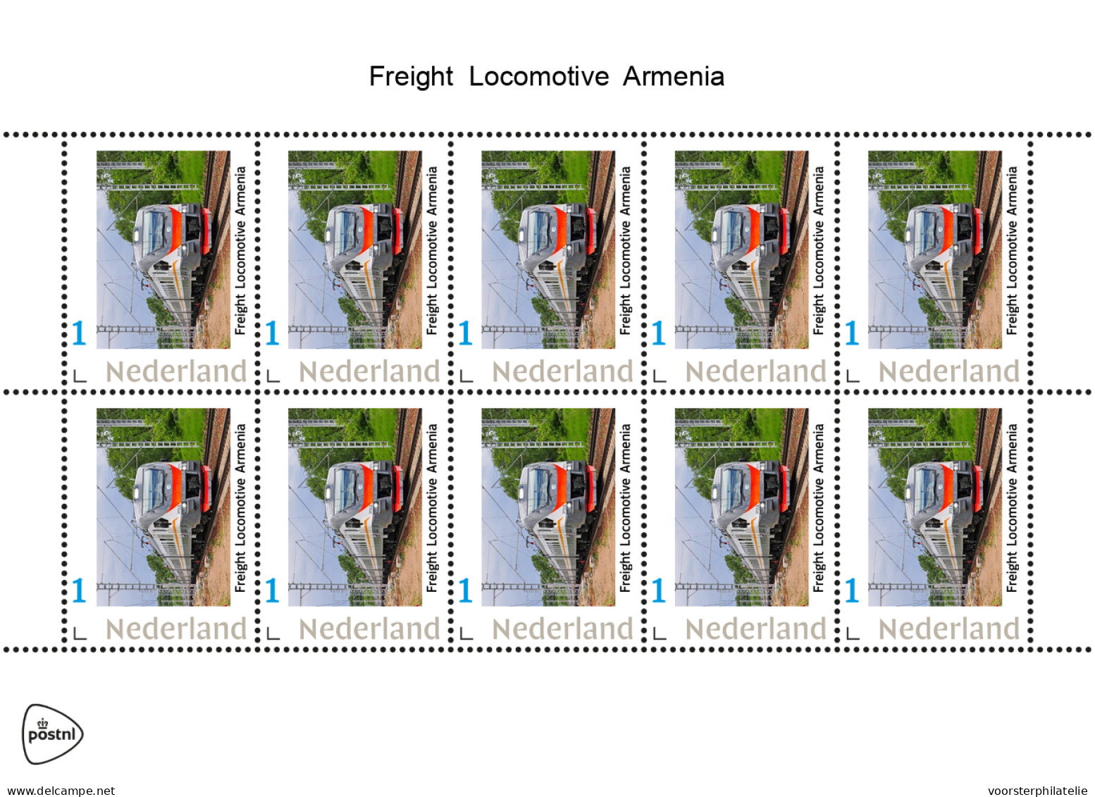 NETHERLANDS PAYS BAS TRAIN TREIN ZUG FREIGHT LOCOMOTIVE ARMENIA - Personalisierte Briefmarken