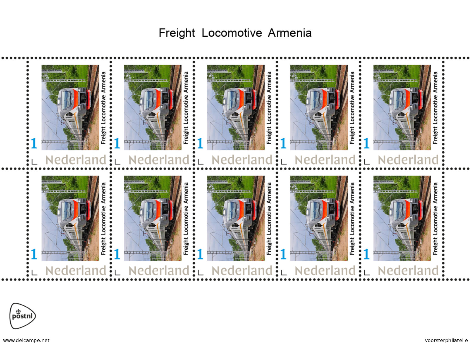 NETHERLANDS PAYS BAS TRAIN TREIN ZUG FREIGHT LOCOMOTIVE ARMENIA - Timbres Personnalisés