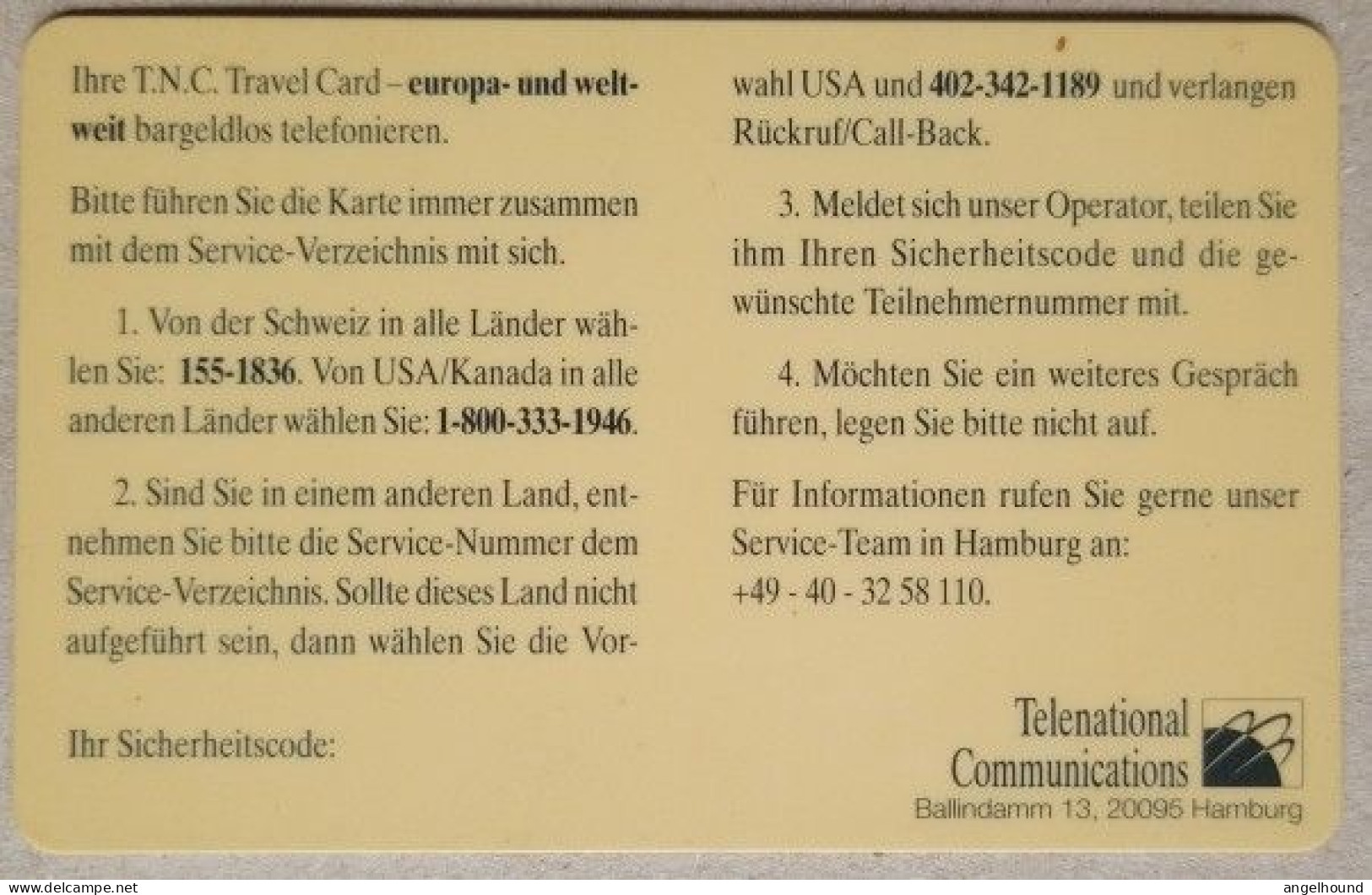 Germany T.N.C. Travel Card - Marlboro Reisen - Amerika Im Original - Altri & Non Classificati
