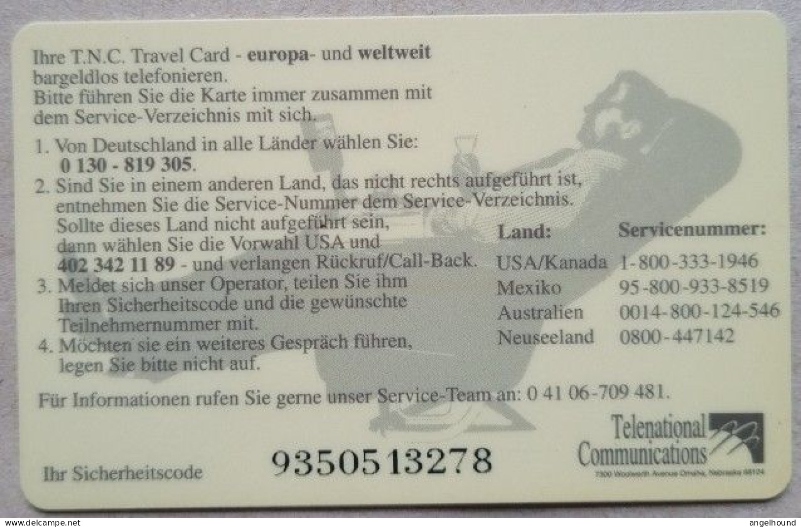 Germany T.N.C. Travel Card- Business First / Continental Airlines - Other & Unclassified