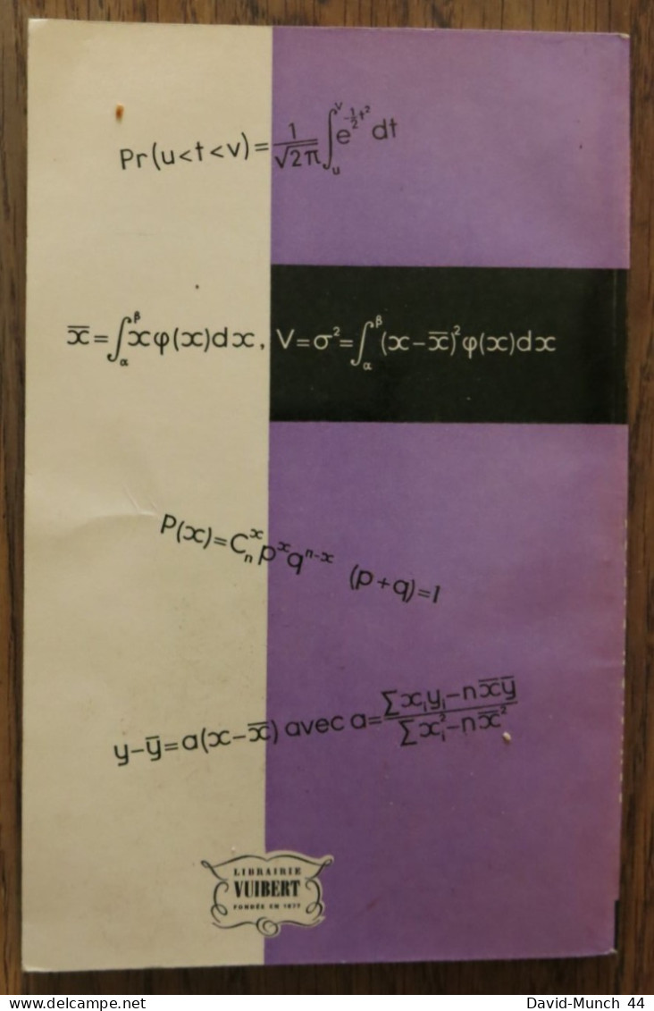 Pour Une Révision Rapide Du Cours De Probabilités Et De Statistique De A. Combes Et M. Saada. Vuibert. 1968 - Didactische Kaarten