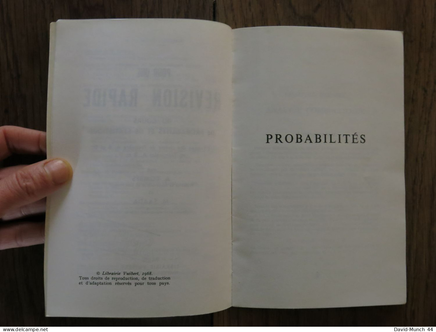 Pour Une Révision Rapide Du Cours De Probabilités Et De Statistique De A. Combes Et M. Saada. Vuibert. 1968 - Didactische Kaarten