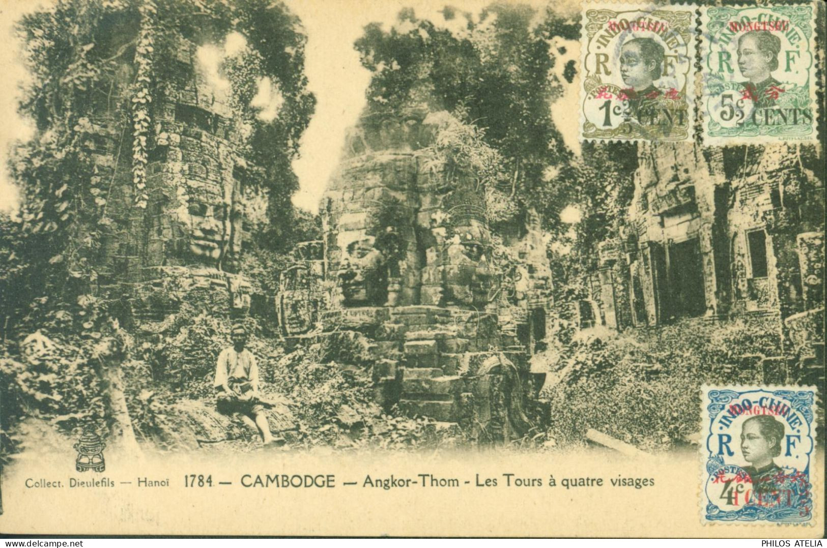 CPA Collection Dieulefils Hanoi Cambodge Angkor Thom YT N° 51 53 54 Indochine Indo Chine Surchargés Mong-tzeu Mongtzeu - Covers & Documents