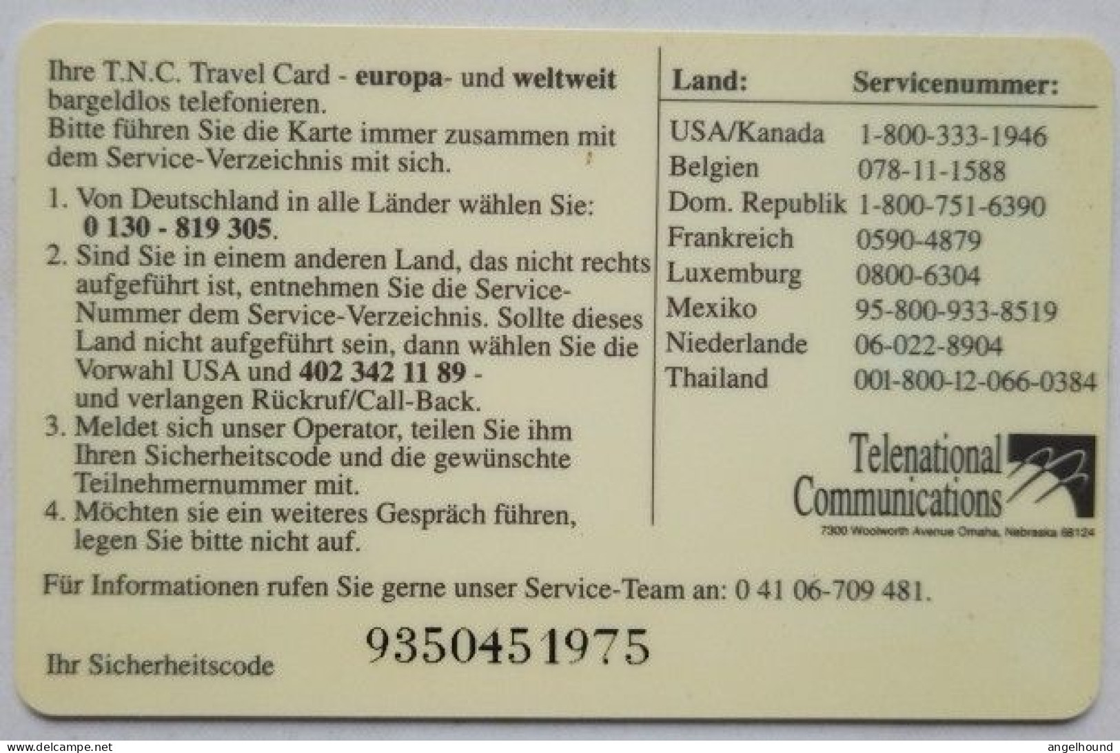 Germany T.N.C. Travel Card - Martinair Holland ( German Reverse ) - Other & Unclassified