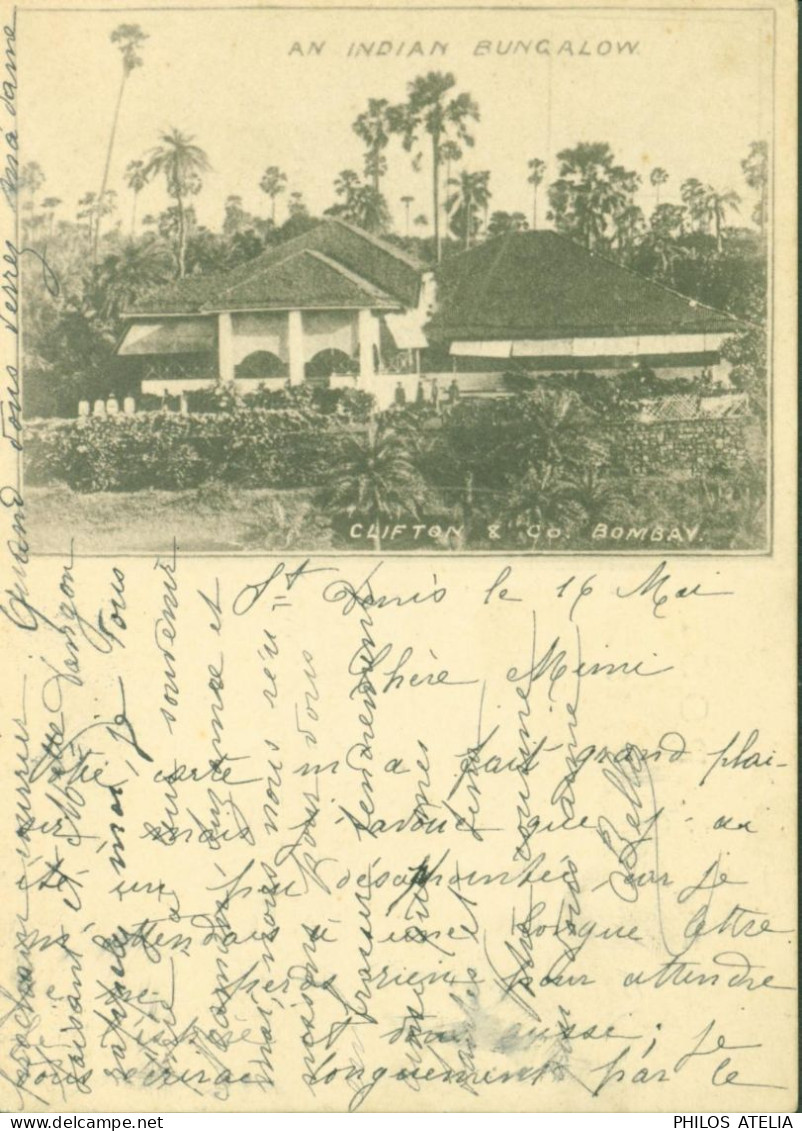 Réunion YT N°36 CAD Réunion St Denis 16 Mai 1902 CPA CP An Indian Bungalow - Lettres & Documents