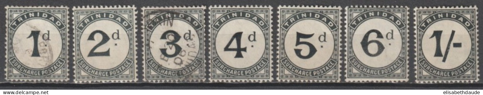 TRINIDAD - 1906 - TAXE YVERT N° 10/15+17 * MLH (10 ET 12 OBLITERES) FILIGRANE CA MULTIPLE - COTE 2020 = 91.5 EUR - Trinidad & Tobago (...-1961)