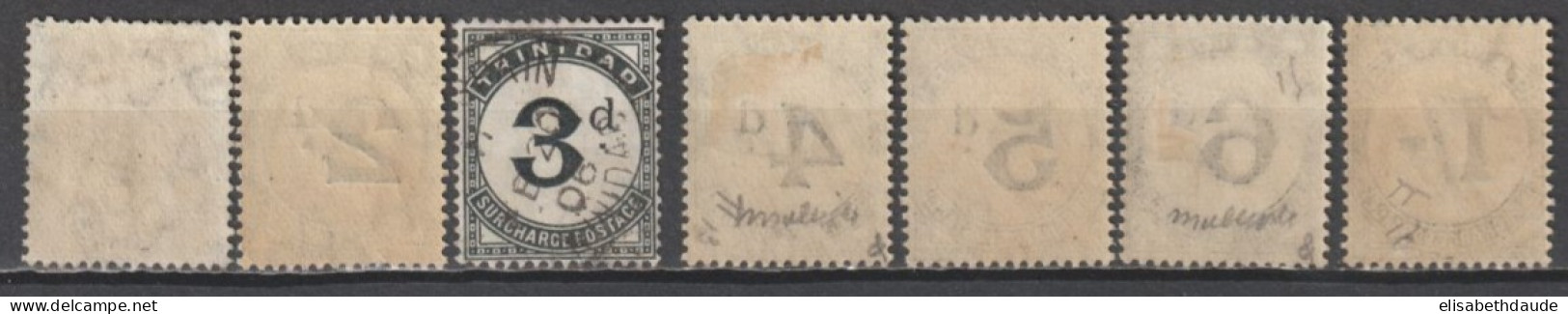 TRINIDAD - 1906 - TAXE YVERT N° 10/15+17 * MLH (10 ET 12 OBLITERES) FILIGRANE CA MULTIPLE - COTE 2020 = 91.5 EUR - Trinidad Y Tobago