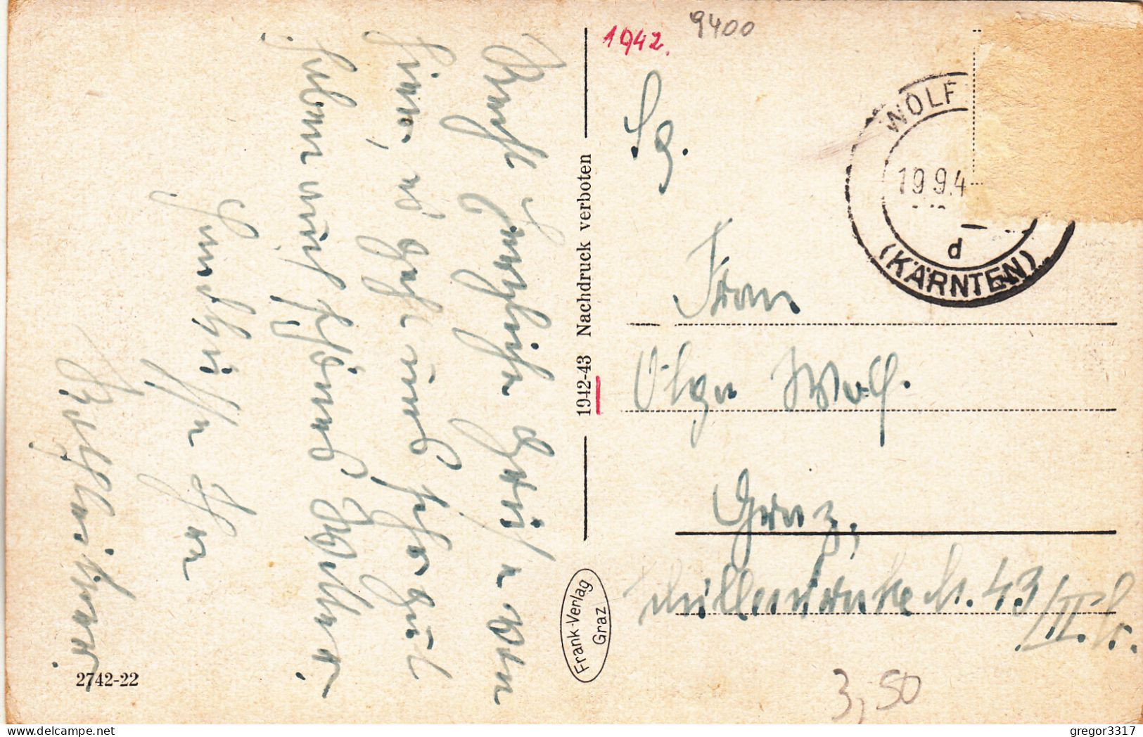 E2961) WOLFSBERG I.  Kärnten - Motiv A. D. Lavant ALT! 1942 - Wolfsberg